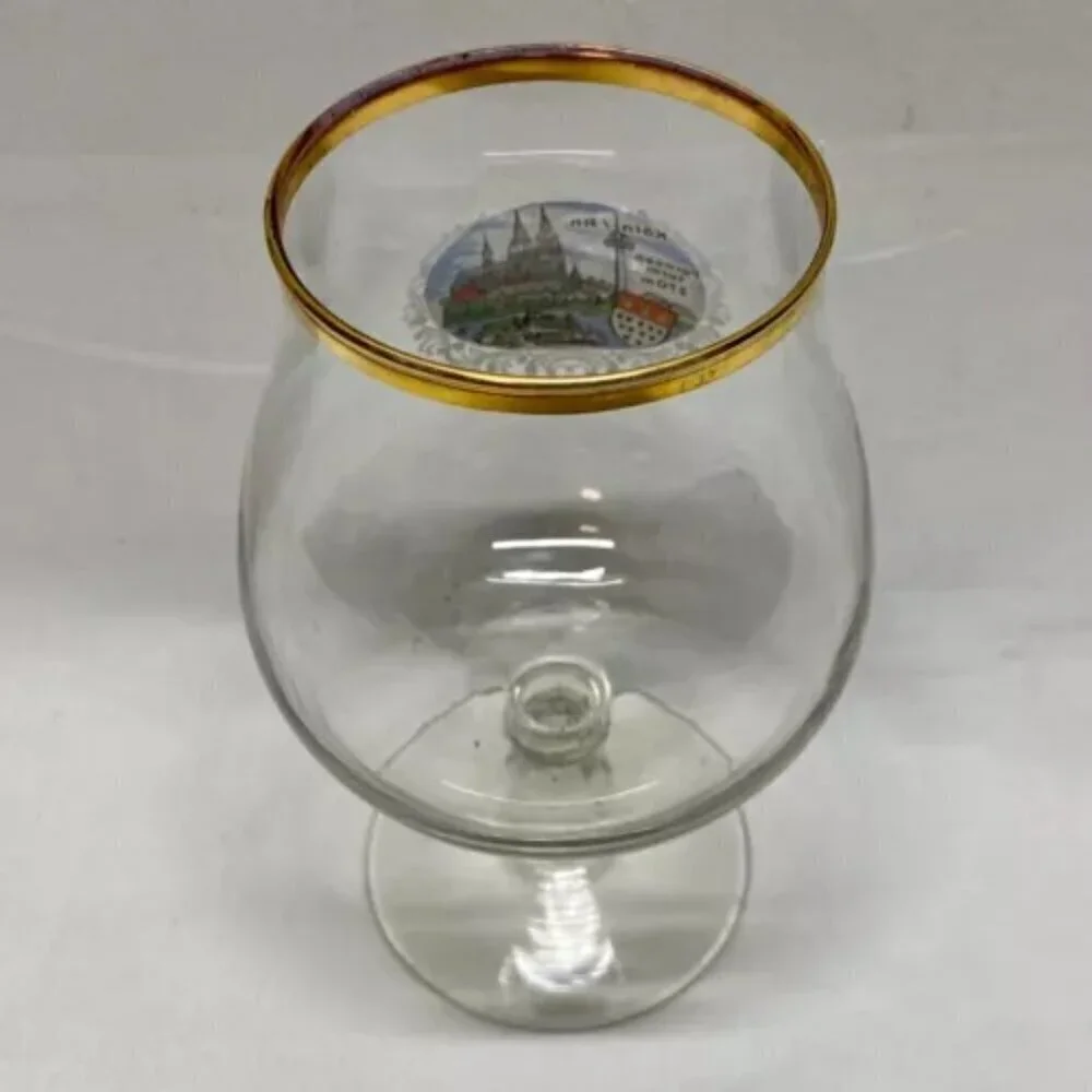 Vintage Koln/Rh. Fernseh Turm 270m City Scene Elegant Goblet Drinking Glass‎ EUC